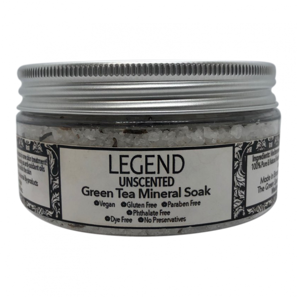 a jar of green tea mineral soak.
